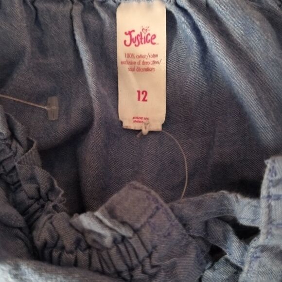 JUSTICE girl's blue embroidered top size 12 - Picture 4 of 5
